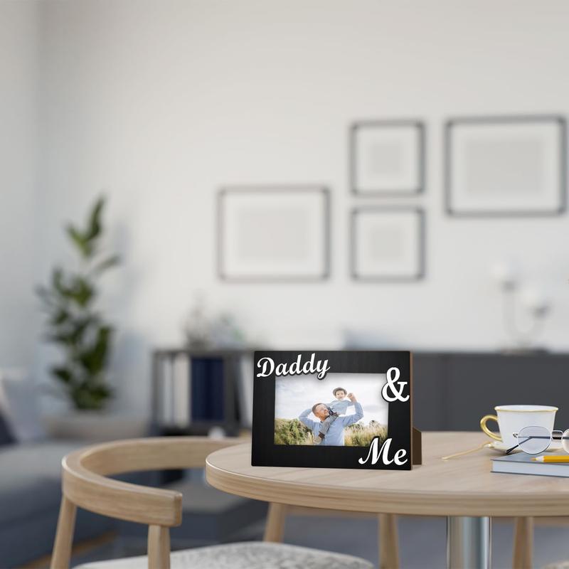 Dad Photo Frame, Daddy & Me Picture Frame, Father Gifts from Daughter Son, 4x6 Wooden Picture Frames Best Gifts for Birthday Father's Day, Home Office Shelf Table Decor