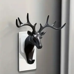 High-End Fashion Deer Head Hook, Towel Hook, Multifunctional Home Decor for Kitchen Bathroom Living Room, All Seasons, Halloween Christmas Valentine's Day