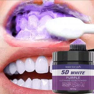 Purple teeth cleaning powder - sulfate free, deep cleaning and polishing, whitens teeth in 5 days Toothbrush
