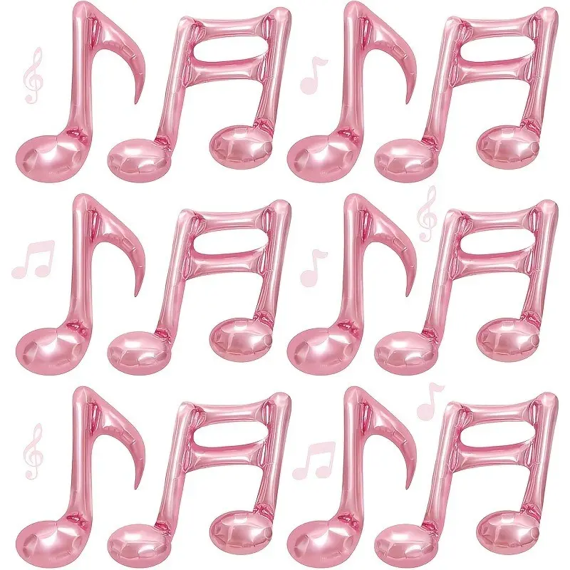 16-Inch Note Balloons, 12-Pack Aluminum Foil Balloons, Perfect for Birthday, Wedding, Outdoor Party, Home Decor, Music Theme Celebration