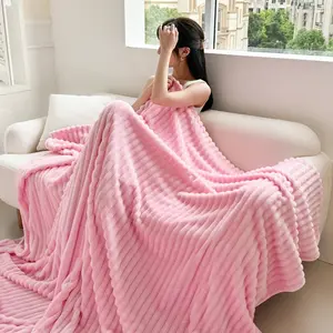 Solid Color Flannel Blanket, Soft Comfortable Throw Blanket, Lightweight Cozy Blanket, Warm Napping Blanket for Home Office Travel Camping