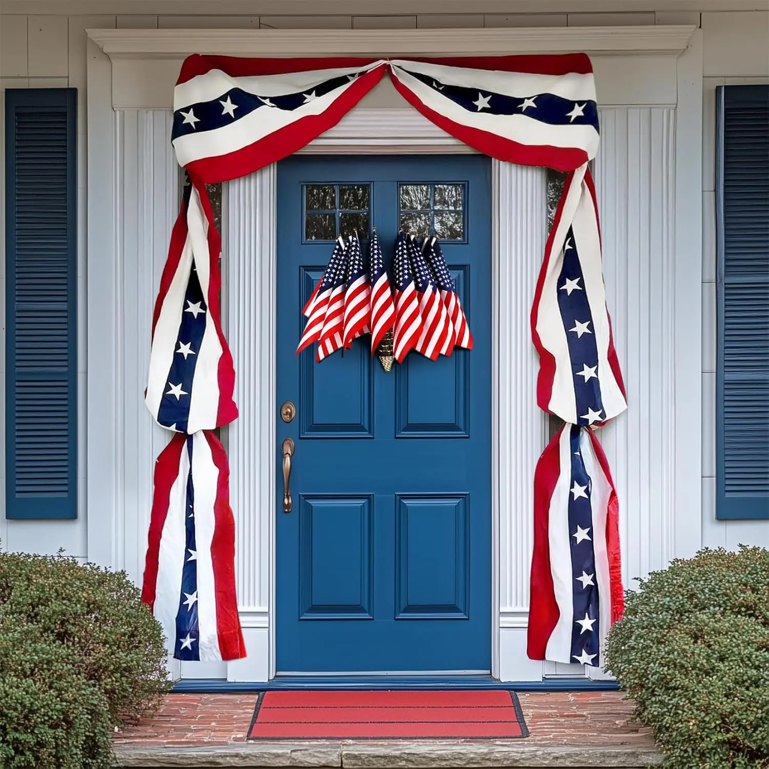 20 Foot Patriotic Door Decoration Set, Combining American Flag and Stars, July 4th Front Door Display Commemorative Day 250 Independent Outdoor porch (2-piece set)