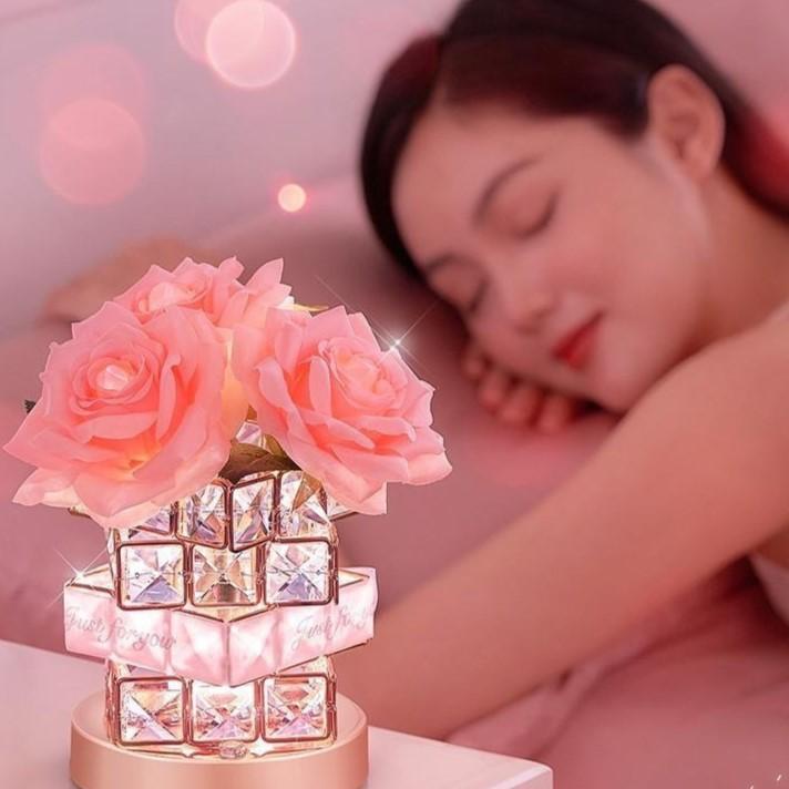 Colorful USB-Powered Crystal Rose Lamp - A warm and charming bedroom decorative lamp that can be used as a bedside lamp, birthday gift, or table lamp. Suitable as a gift for your girlfriend, mother, anniversary, or wedding anniversary.