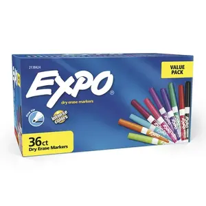 36 Count，Low Odor Fine Tip Dry Erase Markers, Assorted Colors