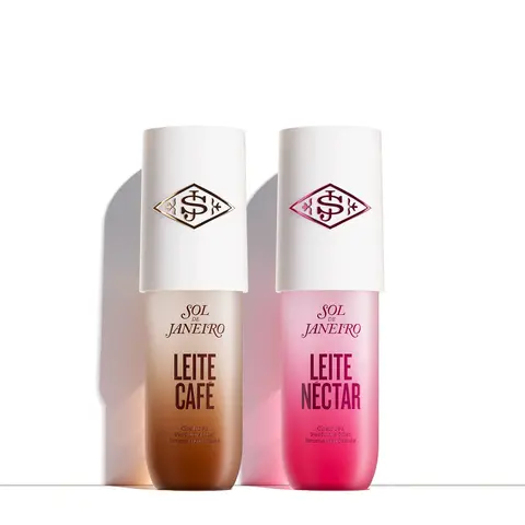 Sol de Janeiro Leite 180ml Perfume Mist Bundle - Limited Time Offer, Latte, Creamy Coconut, Irresistible Fruity Peach, Unisex Body Mist Bottle Hydrating Fragrance Duo, Body Mist Bottle Unisex Fragrance