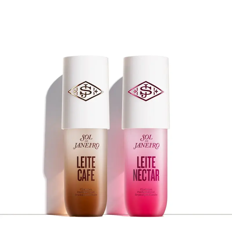 Sol de Janeiro Leite 180ml Perfume Mist Bundle - Limited Time Offer, Latte, Creamy Coconut, Irresistible Fruity Peach, Unisex Body Mist Bottle Hydrating Fragrance Duo, Body Mist Bottle Unisex Fragrance