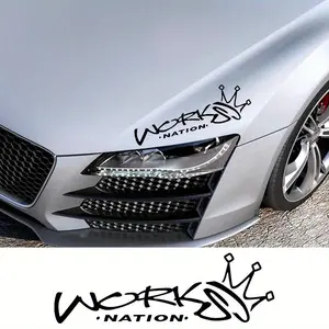 1PC  WORKS NATION Crown Minimalist Trendy Sticker Multi-scene Decal For Car Door, Backpack Exterior, Luggage Exterior Cross-border Hot Minimalist Stylish Goodie Adds Sleek Personalized Texture Fits Items Top For Minimalist Trendy Personalized Fans