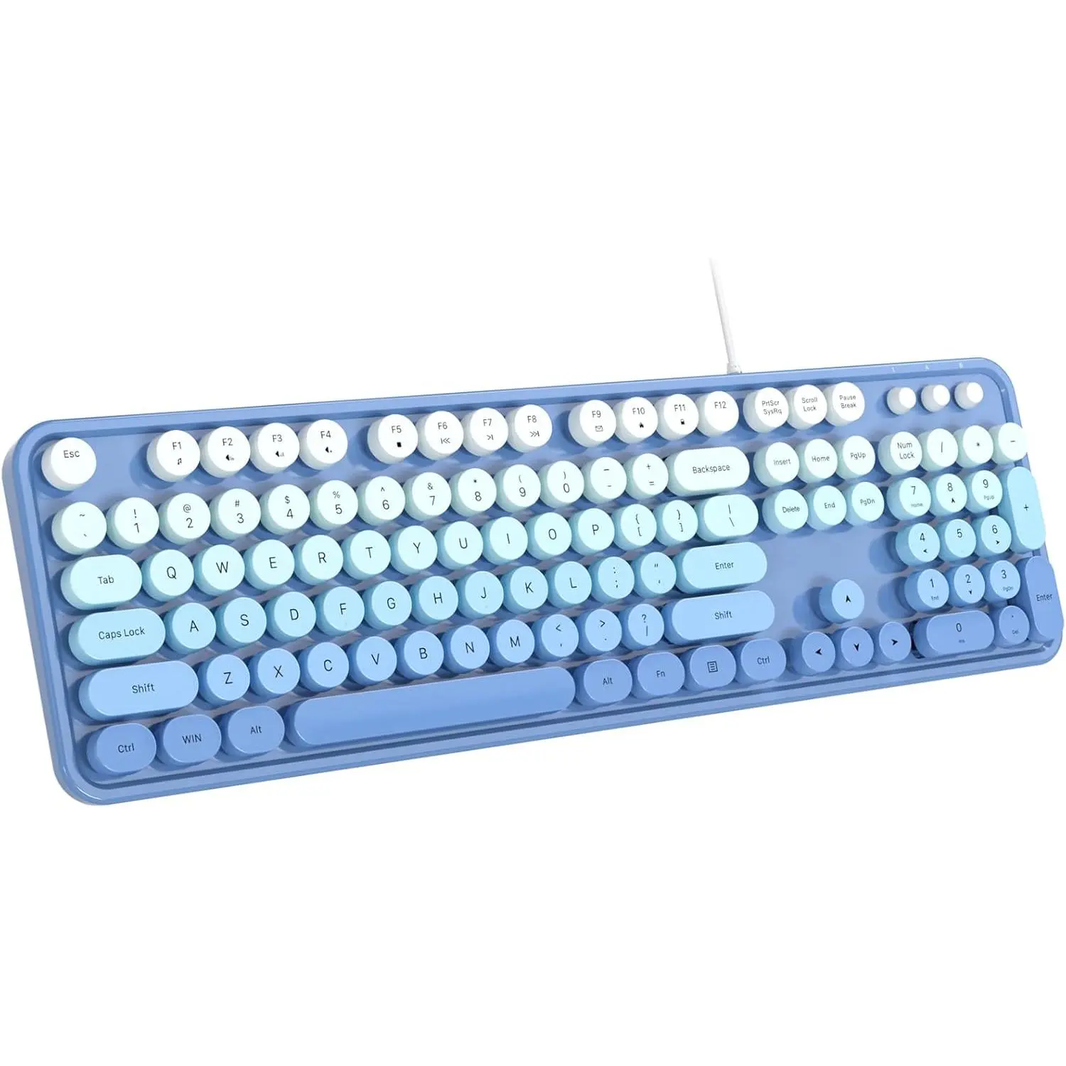 Wired Keyboard, 104  Full-Sized Typewriter Keyboards, USB Office Keyboard with Number Pad, Caps Indicators, Foldable Stands for Windows, PC, Laptop, Desktop (Blue)