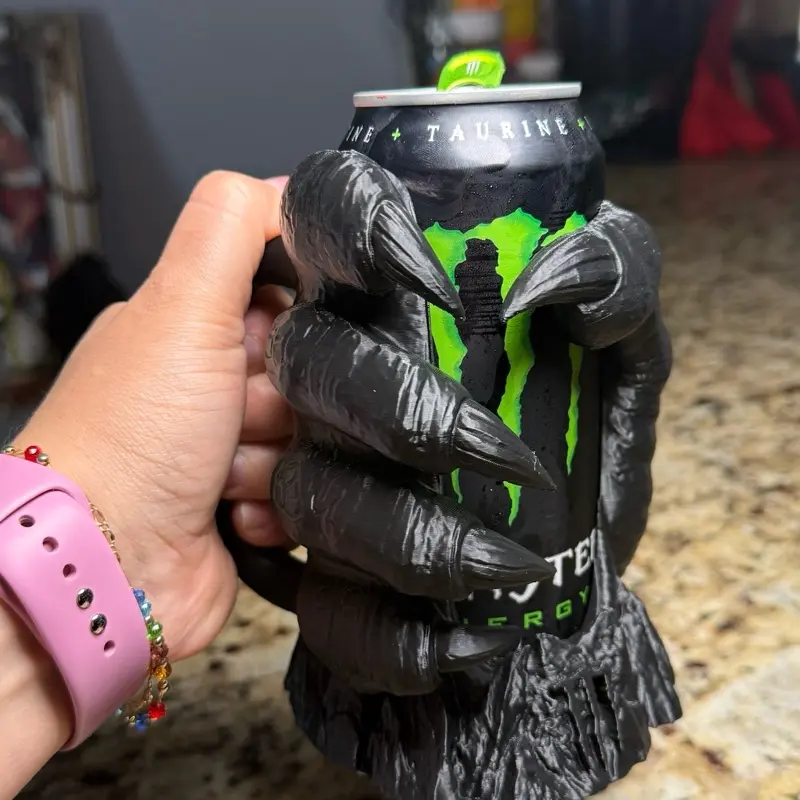 3D Printed Creature Claw Can Holder - Fits 16 oz Cans - Horror Drink Holder Drinkware Accessories Statement Piece