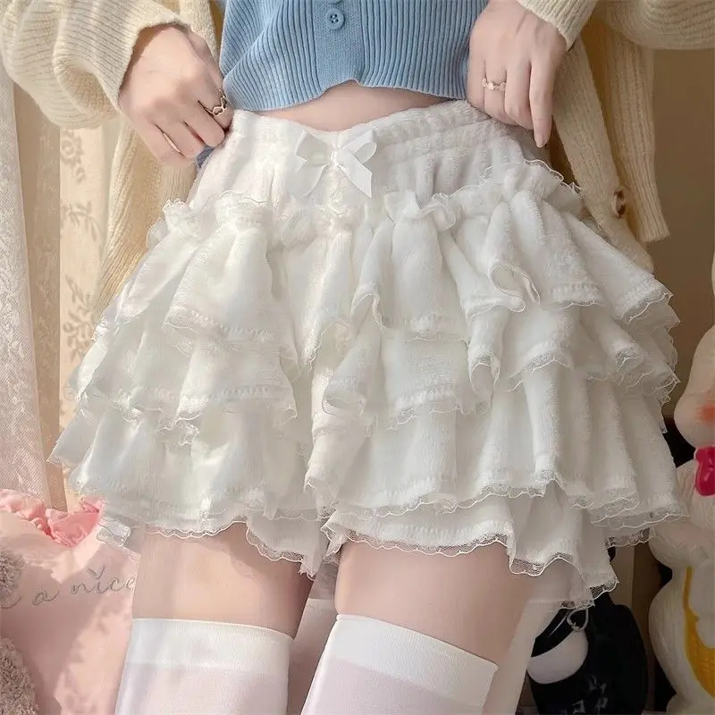Lolita Style Tiered Ruffle Bloomers with Bow Detail and Elasticized Waist