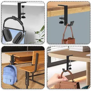 cobee Purse  for Table, Purse Hanger for Desk, Clamp-On Under Desk Backpack Hanger, Women's Bag  for Handbag and Purse Holder(Black Single ) hook grip Cabinet Face Frame barbecue utensil sink