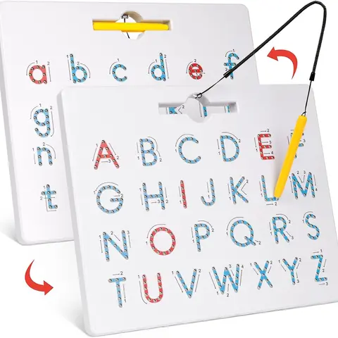 Double Sided Magnetic Letter Board - 2 in 1 Alphabet Magnets Tracing Board for Toddlers ABC Letters Uppercase & Lowercase Practicing Learning Education Toys