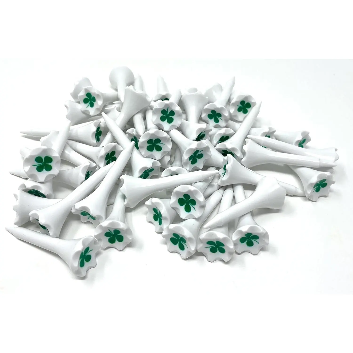 1  1/2 " Plastic Golf Tees - Short Tees for Irons, Par Threes, Hybrids, and Driving Range - Pack of 50 or 100 Bulk in High Visibility White Durable Plastic