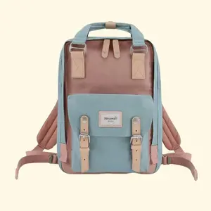 Preppy Color Block Himawari  Waterproof Nylon Backpack Bag, Popular Teen Gifts