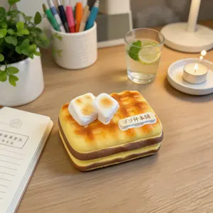 Simulation Marshmallow Waffle Squishy Toy PU Slow Rise Stress Relief Fidget Toy ASMR Sensory Squeeze Kawaii Soft Toy Desk Decor Home Office Gift Viral TikTok Trending 2026 Kids Adults Anxiety Relief Decompression Cute Relaxing Toy