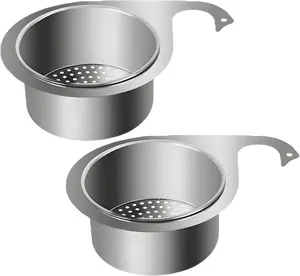 Washbasin Sink Drain Basket, Stainless Steel Kitchen Sink Strainer for Water Tap Drain Water (2)