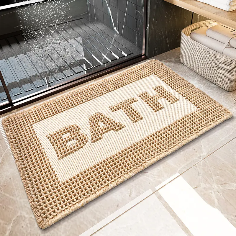 Ultra-Soft Non-Slip Waffle Bathroom Mat, Cozy Bath Mat, Water Absorbent Bathmat, Water Absorbent Plaid Design, Braided Carpet, Ideal for Bathrooms & Showers, Bathroom Floor Mat, Absorbent Bath Mats