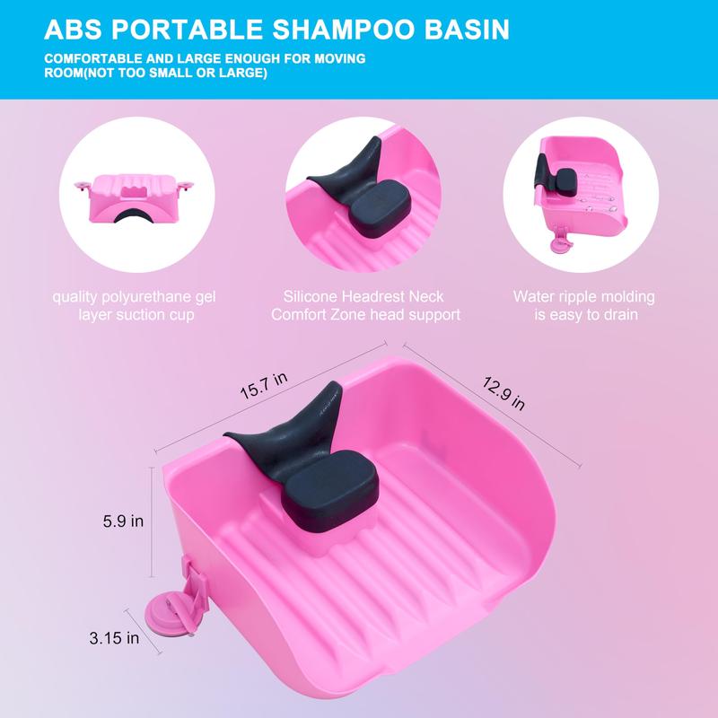 Portable Shampoo Basin for Children,The Elderly,Pregnant Woman,Friends Tear Free Hair Wash at Home(Pink)