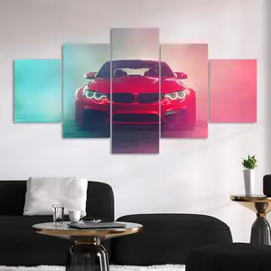 Car Pattern Canvas Painting, 5 Counts/set Modern Art Print, Canvas Prints, Wall Art Decor for Home Living Room Bedroom Office, Ornaments