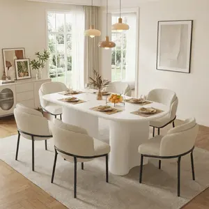 Guyii 55" Cream White Dining Table Set with 4/6 Chairs, Modern Kitchen Table, Indoor Use for Kitchen, Dining Room, Living Room, Small Spaces summerwins