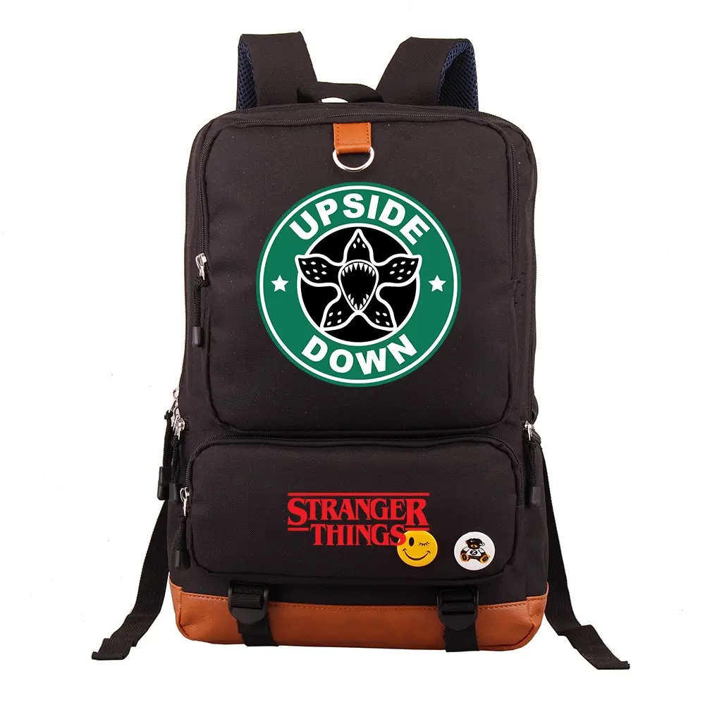 Men's Stranger Things Vintage Spliced Waterproof Oxford Backpack - Large-Capacity Rucksack for School, Travel, Laptop Storage