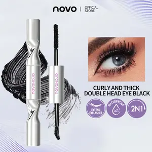 NOVO 2-in-1 Dual-Ended Mascara – Curl & Lock, Volumizing + Lengthening (No Raccoon Eyes, Smudge-Proof All Day)