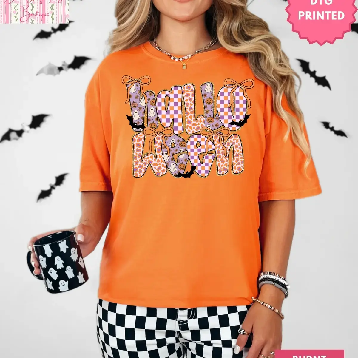Preppy Cheetah Leopard Checkered Halloween Shirt, Preppy Halloween Shirt, Cheetah Halloween Shirt, Leopard Halloween Shirt, Coquette Halloween Shirt, Retro Spooky Season Shirt, Halloween Bows Shirt