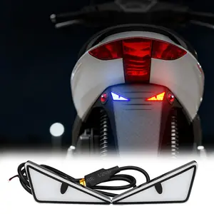 2pcs Motorcycle License Plate Lights Dual Color LED Devil Eye Lights, Turn Signal Flashing Light, Triangle Tail Light Car Decoration Lamp