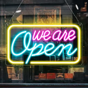 We Are Open Neon Signs for Business,Open Sign LED, Super Bright & Easy to Spot Open Neon Sign, with ON/OFF Switch & Adapter, Ideal for Window, Party, Wall, Bars, Coffee