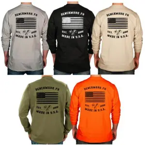 #Benchmark FR Flagship USA Flame Resistant Shirt Sweatshirt, Mens Pullover Printed Shirt, Menswear Graphic Hoodie, Unisex Tshirt