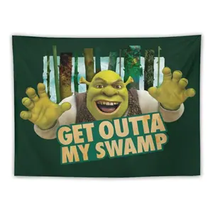 Shrek "Get Out of My Swamp" Large Tapestry (60" x 40") — Fun Bedroom Wall Hanging Flag, Dorm Aesthetic Decor Banner