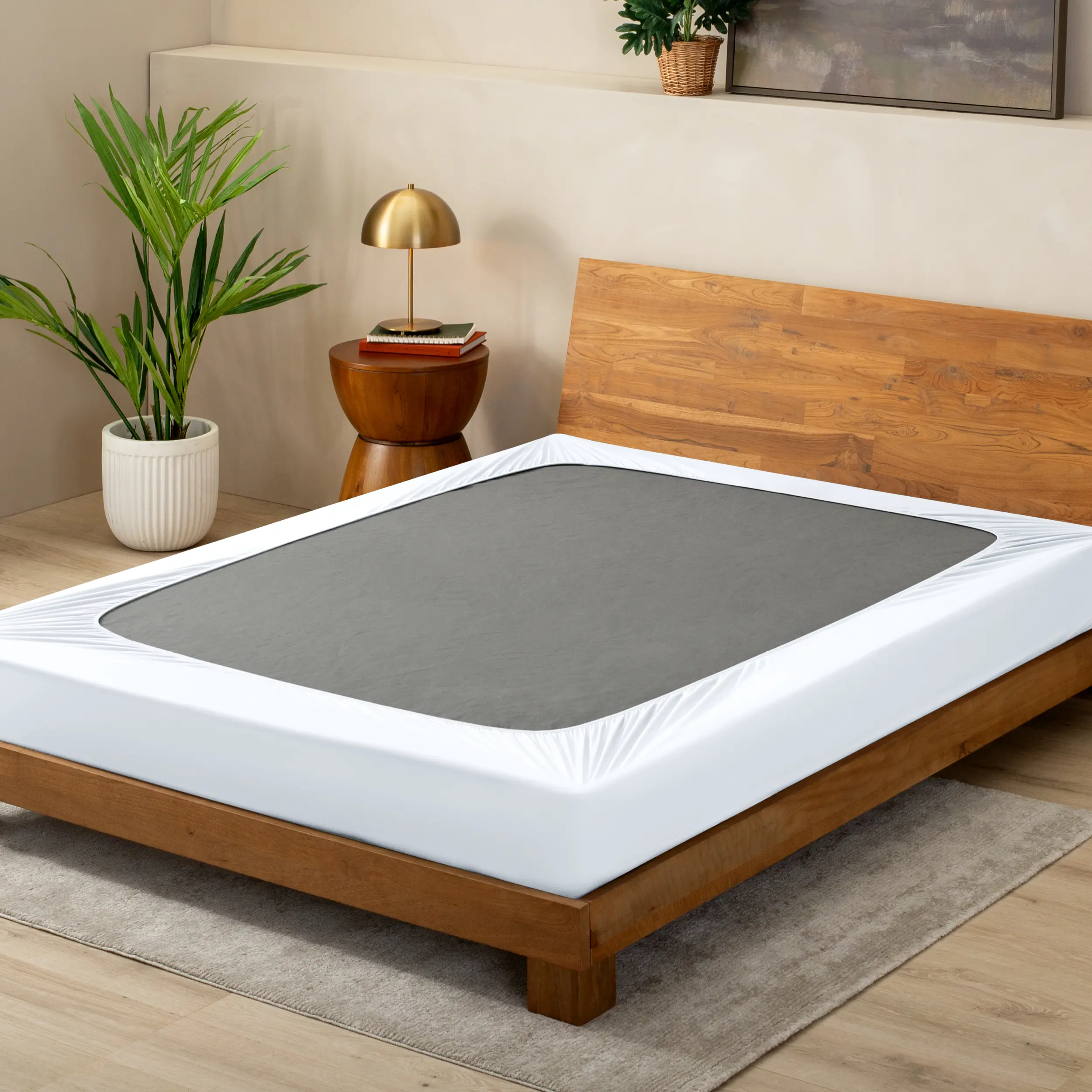 Bare Home Stretchy Wrap-Around Box Spring Cover - Easy Care, Machine Washable Bedding Accessory with Stretch Technology, Snug Fit, Modern Alternative for Bedrooms