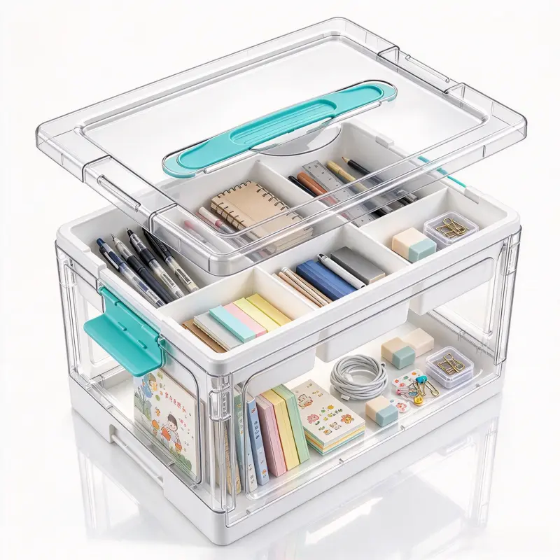 24QT Clear Multipurpose Lockable Storage Bin with Removable Tray & Adjustable Dividers, Portable Art & Homeschool Supply Organizer, Great for Slime, Sensory Toys, Hair Accessories, Sewing Supplies and Nail Polish, Fall Cleanup Storage