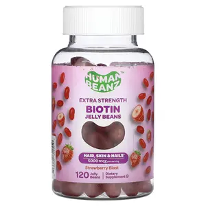 Human Beanz Biotin Jelly Beans, Strawberry Blast, 120 Jelly Beans (2,500 mcg per Jelly Bean)