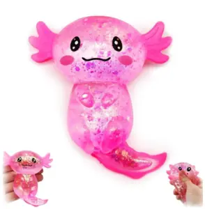 Axolotl Squishy Stress Relief Toy Glitter Fidget Toys Cute Malt Sugar Axolotl Toy Fidget Toys Adults Fidget Toy for Kids Youth Adult, Party Favors Anxiety Relief Squishy Toys, Glittery Squishies