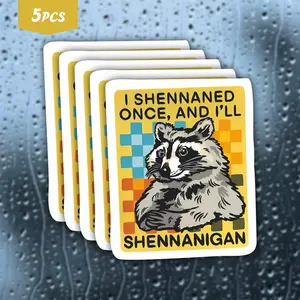 5Pcs "I Shennaned Once" Raccoon Waterproof Vinyl Sticker, Funny Mischief Raccoon Self-Adhesive Decal, Suitable For Water Bottles, Laptops, Journals, Ideal For Raccoon Lovers, Pun Fans And Retro Aesthetic Enthusiasts, Sticker Packs