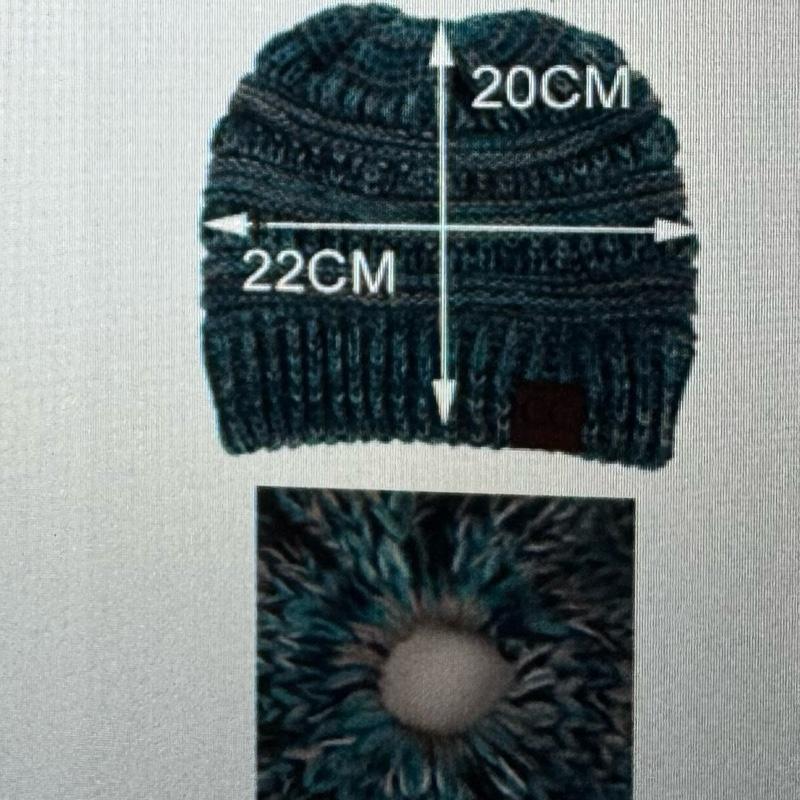 Mixed Color Knitted Wool Hat Ladies Non-labeled Ponytail Hat