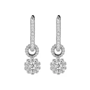 Hip-Hop Rhinestone Ball Hoop Earrings, Sparkling Round Dangle Jewelry, Unisex Trendy Statement Earrings for Couple DZEH1564