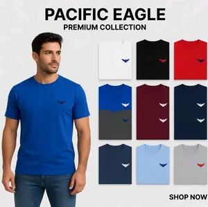 5 Pack Pacific Eagle Premium Collection Men's T-Shirts Cotton Classic Crew Neck Menswear