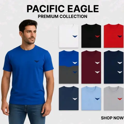 Men's 4-Pack Pacific Eagle Premium Collection Short-Sleeve Pure Cotton Crew Neck T-Shirts - Classic Fitted, Solid Basic, All Seasons, Stylish Casual Outfits, Machine Washable, Cold Wash Safe, Durable for Daily Wear