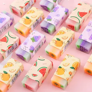 Fruit Pattern Eraser, 6/12pcs/set Colorful Rectangle Portable Eraser for Students, Writing Eraser for Home School Office Dormitory Exam