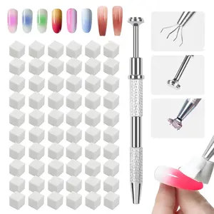 150 PCS Nail Sponges For Ombre Nail Art Supplies Brushes Design Tools Nail Tech Must Haves Accessories With 1 PCS Grab Pen for Salon And Home (White, Medium Pack)