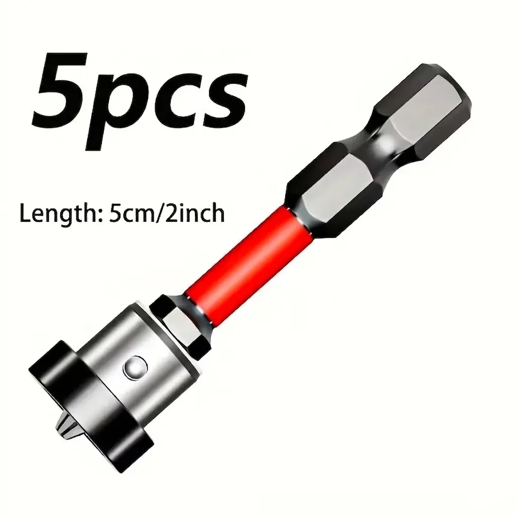 PH2 Size Phillips Cross Screwdriver Bit with Depth Stop Limit Head, S2 Steel Hex Shank Magnetic Ring Positioning, Water-Resistant Stain-Proof Painted Finish for Office Woodworking Projects - Magnetic Bits Screwdriver Accessories, 5 Pieces