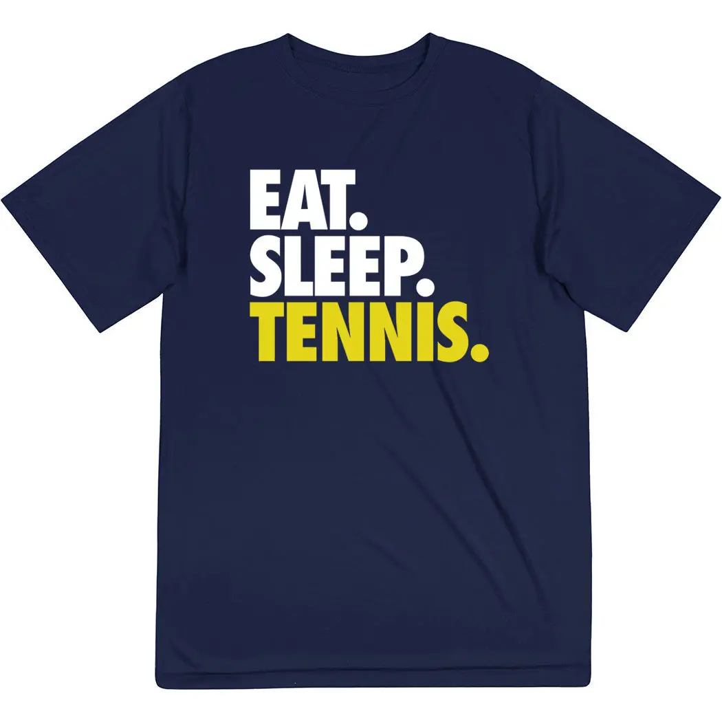 High Performance Tennis Short Sleeve Training Shirt - Athletic Fit, Breathable Sweat Wicking, Eat. Sleep. Tennis., Fitness Clothes Tops, High Performance Activewear, Uv Protection Clothing, Moisture-Wick, Tennis Print