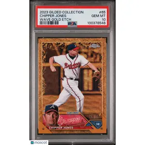 2023 Topps Gilded Collection Chipper Jones #65 Wave Gold Etch /75 PSA 10