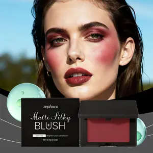 Dark red matte blush with a silky texture—easy color payoff, blends well, no fallout; creates an aesthetic look, versatile for everyday wear,Matte Silky Blush Orange-Red；Matte Silky Blush；Matte Blush
