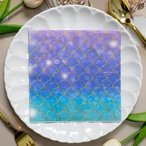 20/60Pcs Disposable Napkins, Fish Scale Pattern Printed Paper Napkins, Square Tissue for Birthday Baby Shower Party DIY Decor