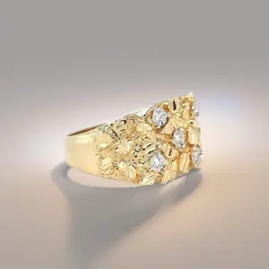 14k Gold Plated Nugget Ring Statement Pieces - Luxurious & Elegant Design for Unique Style