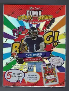 2025 Wild Card Comix Rookie And Legend Football Hobby Box NFL Trading Cards - 5 Cards Per Box Encased Individually Foil Wrapped