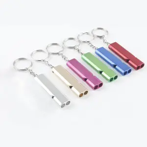 Outdoor Survival Whistle, 1 Count Double-frequency Aluminum Emergency Whistle with Keychain, Sports & Outdoor Tools Accessories for Coaches & Referees, Christmas Gift